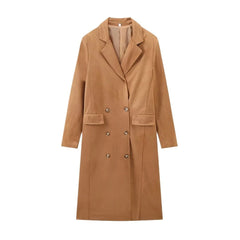 Women's Lapel Long Sleeve Double Breasted Plush Jacket