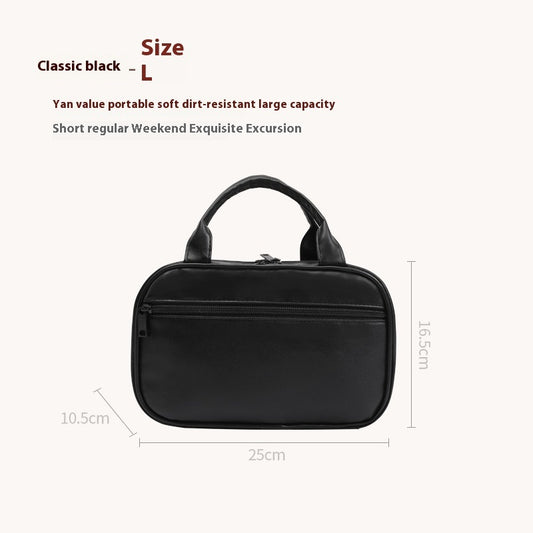 Portable Cosmetic Bag With Handle Large Capacity Waterproof Make-up Toiletries Handbag