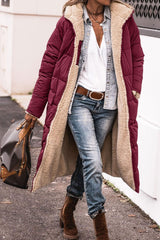 Solid Color Hooded Long Coat Winter Long Sleeve Double-sided Wear Slim Elegant Cardigan Puffer Jacket Top Women's Clothing