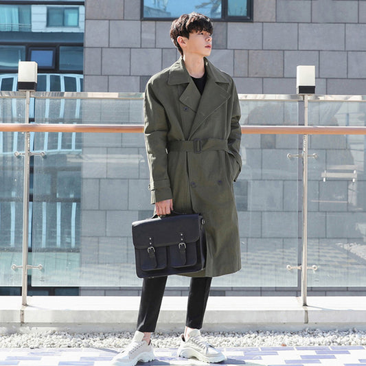 All-match solid color lapel trench coat