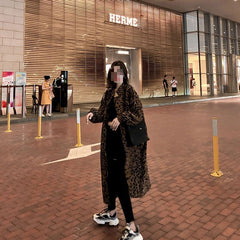 Leopard Print Trench Coat Women's Mid-length
