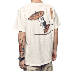 Fashion Acrobatics Cat Printing T-shirt Men