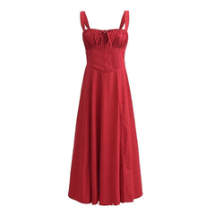 Lace-up Long Sling Midi Skirt Dress