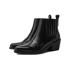 Leather Boots Women Genuine Pointed Toe