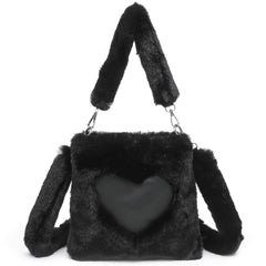 Women Fluffy Shoulder Bag Top-handle Bag Female Autumn Winter Handbag Plush Tote Girls Fashion Shopping Bags Handbags For Women