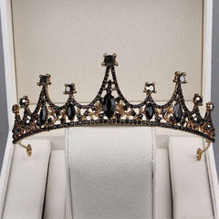 Black luxury crown bridal headdress wedding dress