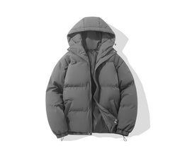 Men's Hoodie Coat Winter Fashion Solid ZIp-up Thickened Cotton-padded Puffer Jacket Casual Warm Outwear Top Clothing