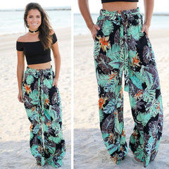 Women's summer printed wide-leg pants