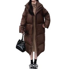 Women's vintage coffee brown puffer jacket