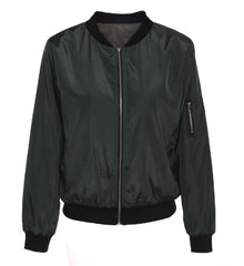 Solid color short style vertical collar leisure zipper jacket