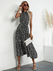 Floral Halter Strap Large Swing Dress Women's Clothing