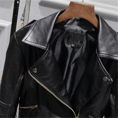 Ladies washed PU leather motorcycle jacket - view 5