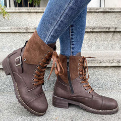 Square heel lace-up Martin boots