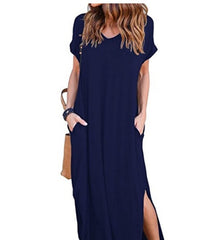 European and American foreign trade dress burst summer aliexpress Amazon hot pocket split large swing dress