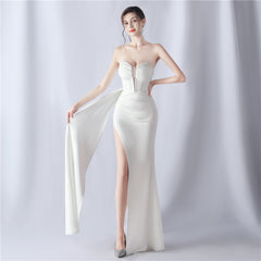 Shaping Fishbone Waist-tight Heavy Industry Beads High-end Evening Dress