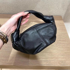 Women's soft leather cloud dumpling knot handbag - view 2