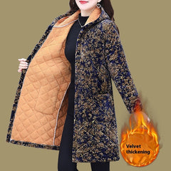 Mid-length Corduroy Cotton-padded Coat Middle-aged And Elderly