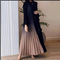 Women's Trench Coat Autumn Fashion Printed Gradient Color Bell Sleeve