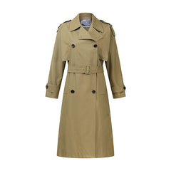 Double-breasted casual lace-up over the knee long trench coat