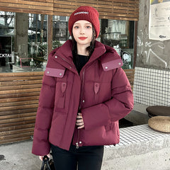 Short Down puffer Jacket Women's Hooded Warm Jacket