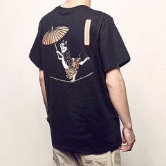 Fashion Acrobatics Cat Printing T-shirt Men