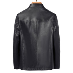 Men's lapel leather jacket coat - view 3