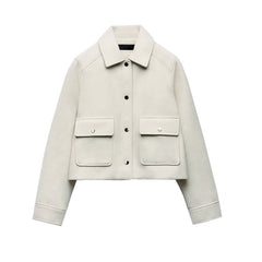 Fall Women's Clothing Design Lapel Long Sleeve Versatile Casual Soft Jacket
