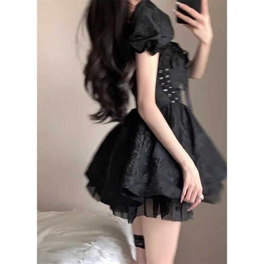Women's French Black Mini Dress And High-end Dress