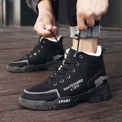 Plush Snow Boots Winter New Winter Velvet Thickened Warm Cotton Shoes Casual Trendy High-top Workwear Boots For Men