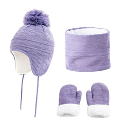 Fashionable Temperament Warm Children's Hat Scarf Gloves