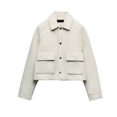 Fall Women's Clothing Design Lapel Long Sleeve Versatile Casual Soft Jacket