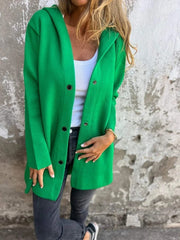 Casual Hooded Single-Breasted Cardigan Fashion Loose Solid Color Jacket Spring And Autumn Women's Clothing
