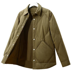 Shirt Collar Down Jacket Men's  Winter Rhombus Tooling