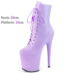 Matte Super High Heels Model Catwalk Nightclub Performance Pole Dance Short Boots For Women