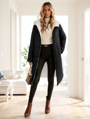 Women's Winter Long Sleeve Zip Up Hooded Cotton Padded Coat