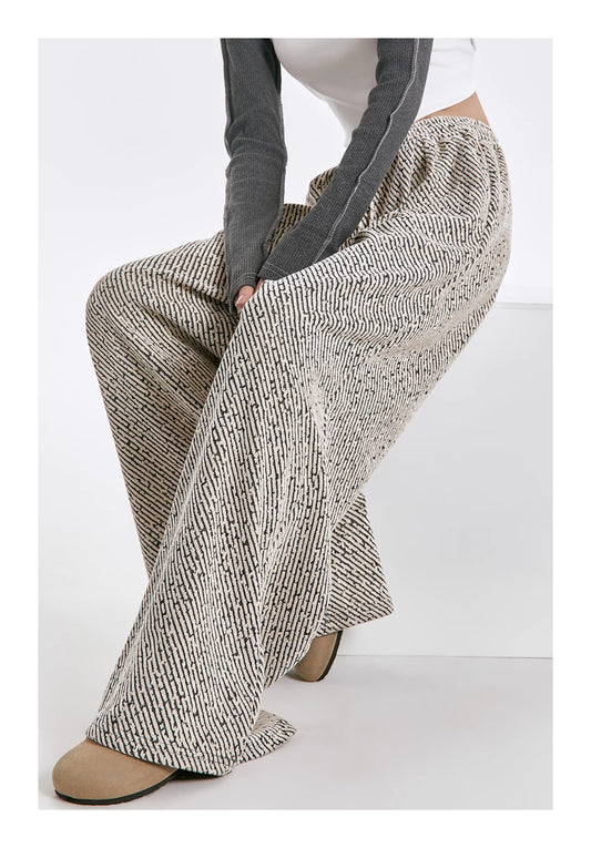 Striped Straight Casual Winter Loose Drooping Wide-leg Pants