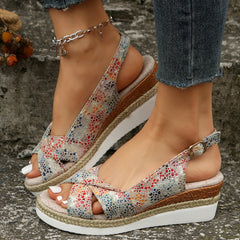 Ladies Sandals Plus Size Cross Wedge Sandals