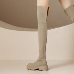 Women With Genuine Leather Frosted Over The Knee Boots