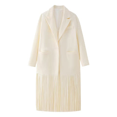 Women's Street Fashion Tassel Long Suit Woolen Coat