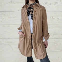 Women's Shirt Lapel Pocket Corduroy Jacket