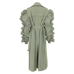 Personality Temperament Trench Coat All Match Double Breasted Solid Color
