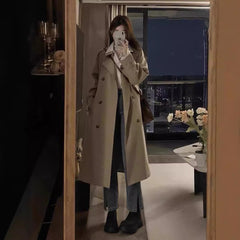 Spring And Autumn British Style Mid-length Early Autumn Trench Coat For Women