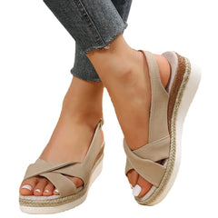Ladies Sandals Plus Size Cross Wedge Sandals