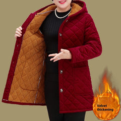 Mid-length Corduroy Cotton-padded Coat Middle-aged And Elderly