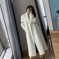 White Woolen Coat Women Autumn And Winter Temperament In The Long And Small