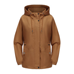 Women's Loose Windproof Jacket Hooded Long Sleeve