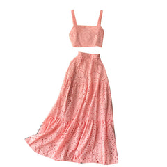 Western Style Camisole, All-match Long Skirt, Fashionable Two-piece Skirt