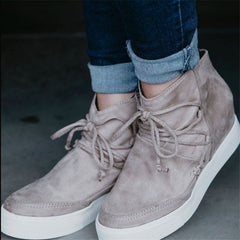 Fashion top Lace-up Flat Ankle Boots Women