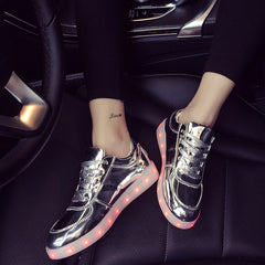 LED light shoes USB charging fluorescent luminous shoes lace up sports sneakers