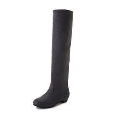 Over the knee long tube women's boots round head low heel suedE